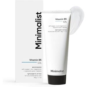 Minimalist Vitamin B5 10% Oil-Free Moisturizer for Face, Lightweight Gel Moisturizer for Oily & Combination Skin, Barrier Repair Face Cream with Glycerine 50gm