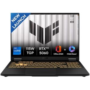 ASUS TUF F16, 14th Gen,Intel Core i7 14650HX,RTX 5060-8GB,16GB,1TB,FHD+,16",165Hz,90WHrs,Windows 11,M365 Basic (1Year)*,Office 2024,Jaeger Gray,2.2 Kg, FX608JMR-RV049WS, Gaming Laptop